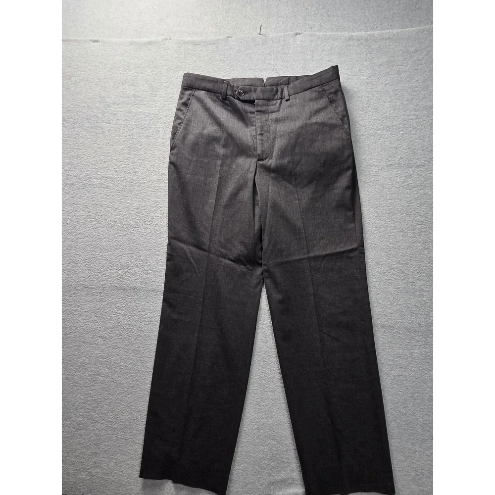 Armani Collezioni Mens Wool Dress Pants 34 Gray Flat Front Italian Tailored